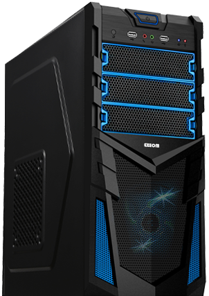 Caja ATX Ordenador Pc Gaming de Sobremesa Exeom® Kron Azul USB Frontal S/Fuente