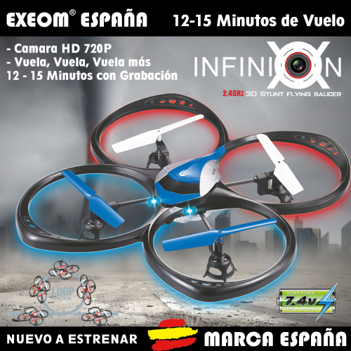 Dron Exeom Infinion 3D Camara HD 42x42cm Azul