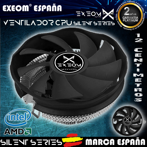 Ventilador CPU Exeom® Silent MX12 Cooler Fan 12cm. Ultra Silencioso